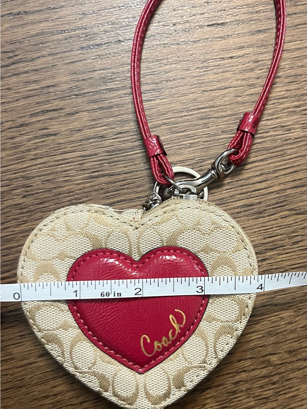 Vintage Coach Signature Heart Shaped Wristlet Limited Edition Beige Pink Y2K - Picture 8 of 9